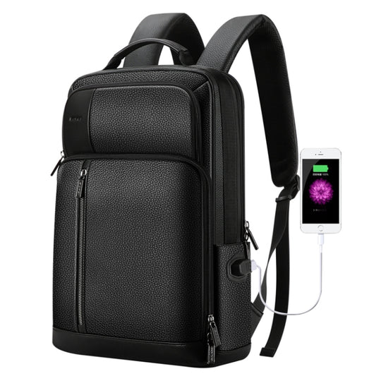 Bopai 851-036611 Sac à dos pour homme respirant en cuir de première qualité de grande capacité, taille: 30x12x43 cm (noir)