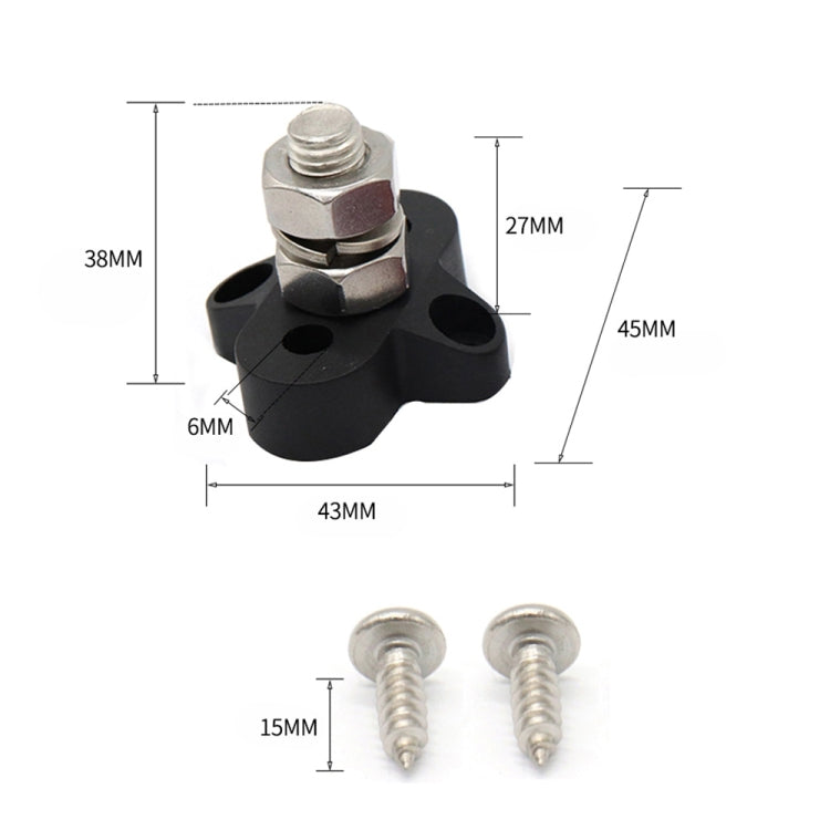 Single Heavy-Duty Terminal Studs Black  M10 Bus Bar for Car / RV / Boat - Booster Cable & Clip by buy2fix | Online Shopping UK | buy2fix
