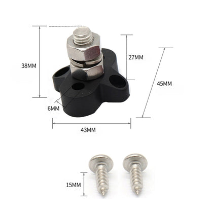 Single Heavy-Duty Terminal Studs Black  M10 Bus Bar for Car / RV / Boat - Booster Cable & Clip by buy2fix | Online Shopping UK | buy2fix