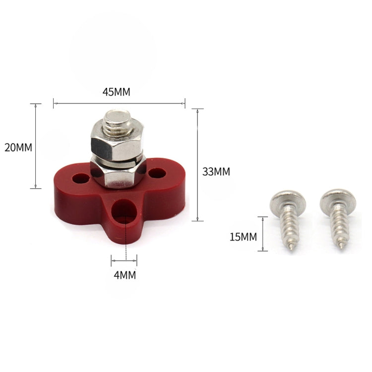Single Heavy-Duty Terminal Studs Red M10 Bus Bar for Car / RV / Boat - Booster Cable & Clip by buy2fix | Online Shopping UK | buy2fix