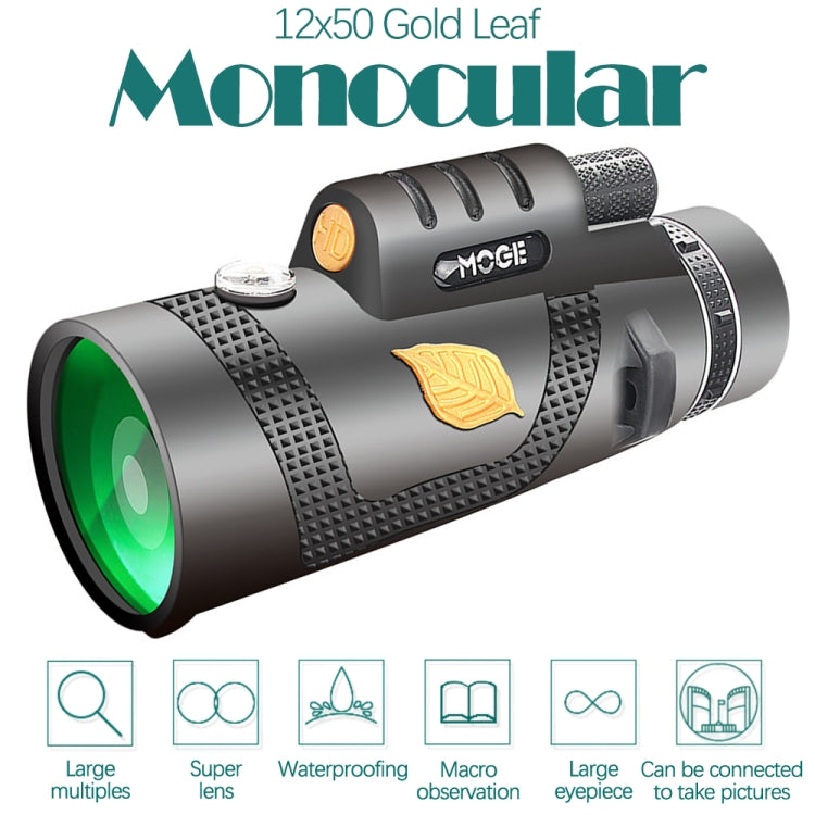 Moge 12x50 Professional HD Monocular Night Vision Telescope With Tripod - Monocular Binoculars by buy2fix | Online Shopping UK | buy2fix