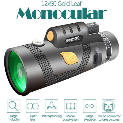 Moge 12x50 Professional HD Monocular Night Vision Telescope With Tripod - Monocular Binoculars by buy2fix | Online Shopping UK | buy2fix