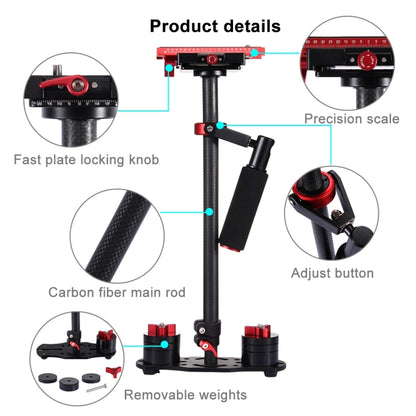 PULUZ 38.5-61cm Carbon Fibre Handheld Stabilizer for DSLR & DV Digital Video & Cameras, Load Range: 0.5-3kg(Red) by PULUZ