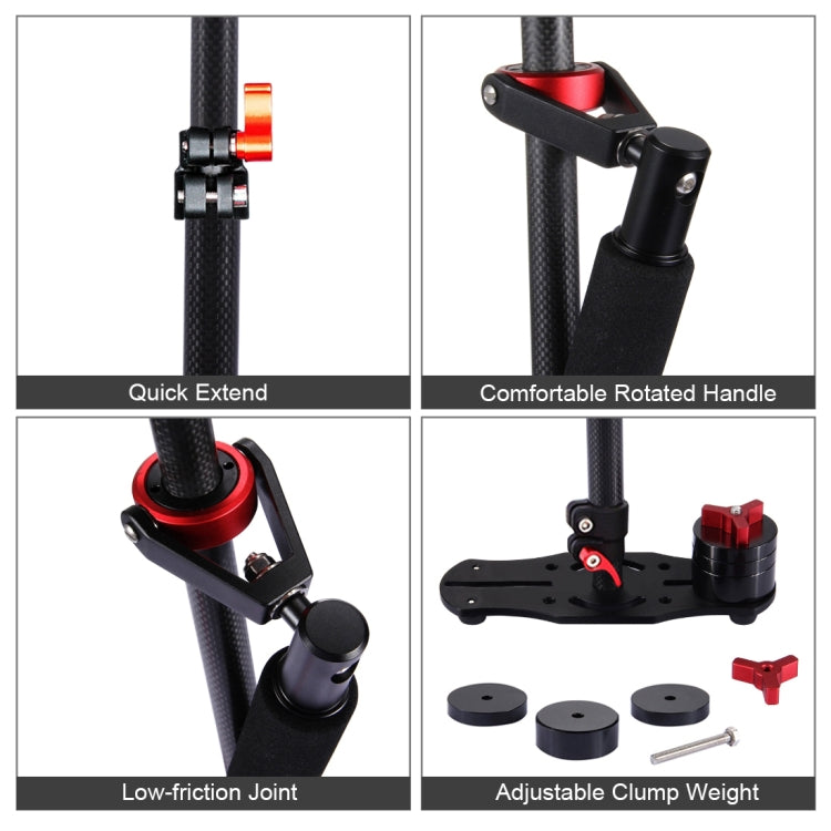 PULUZ 38.5-61cm Carbon Fibre Handheld Stabilizer for DSLR & DV Digital Video & Cameras, Load Range: 0.5-3kg(Red) by PULUZ