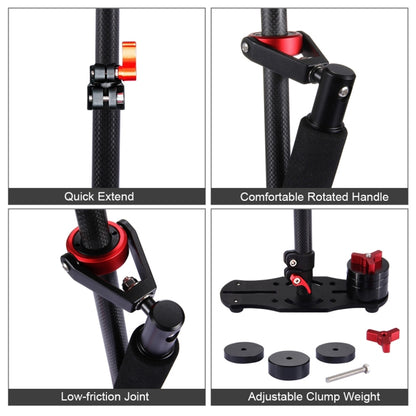 PULUZ 38.5-61cm Carbon Fibre Handheld Stabilizer for DSLR & DV Digital Video & Cameras, Load Range: 0.5-3kg(Red) by PULUZ