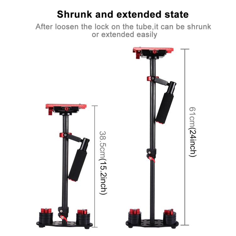 PULUZ 38.5-61cm Carbon Fibre Handheld Stabilizer for DSLR & DV Digital Video & Cameras, Load Range: 0.5-3kg(Red) by PULUZ