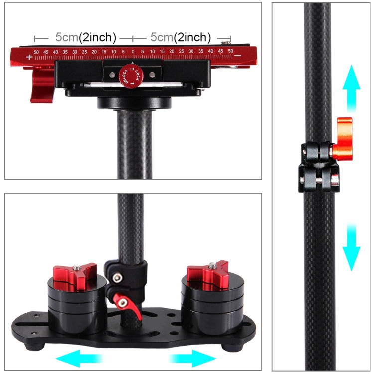 PULUZ 38.5-61cm Carbon Fibre Handheld Stabilizer for DSLR & DV Digital Video & Cameras, Load Range: 0.5-3kg(Red) by PULUZ