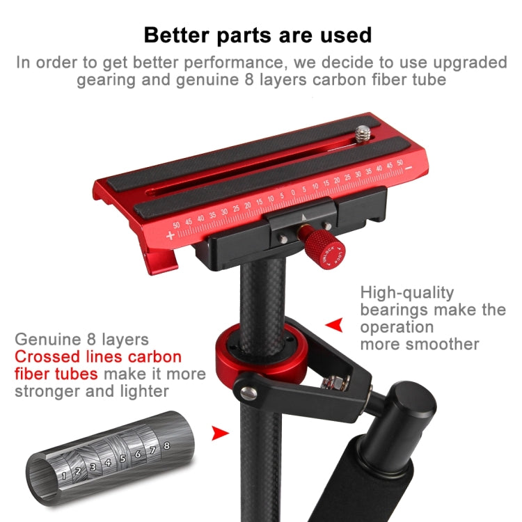 PULUZ 38.5-61cm Carbon Fibre Handheld Stabilizer for DSLR & DV Digital Video & Cameras, Load Range: 0.5-3kg(Red) by PULUZ