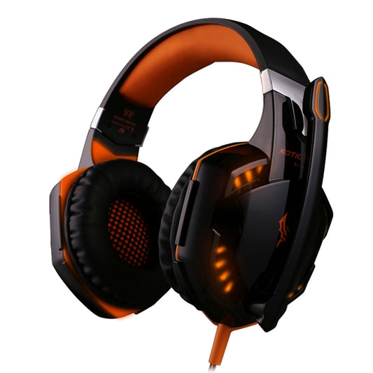 KOTION EACH G2000 Over-ear Game Gaming Headphone Headset Earphone Headband with Mic Stereo Bass LED Light for PC Gamer,Cable Length: About 2.2m(Orange + Black) by KOTION EACH