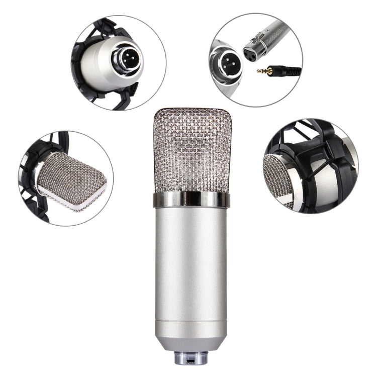 FIFINE F-700 Professional Condenser Sound Recording Microphone with Shock Mount for Studio Radio Broadcasting & Live Boardcast, 3.5mm Earphone Port, Cable Length: 2.5m(Silver) - Microphone by buy2fix | Online Shopping UK | buy2fix