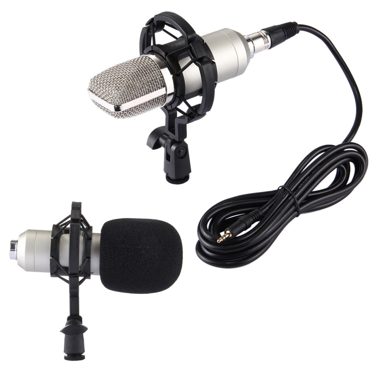 FIFINE F-700 Professional Condenser Sound Recording Microphone with Shock Mount for Studio Radio Broadcasting & Live Boardcast, 3.5mm Earphone Port, Cable Length: 2.5m(Silver) - Microphone by buy2fix | Online Shopping UK | buy2fix