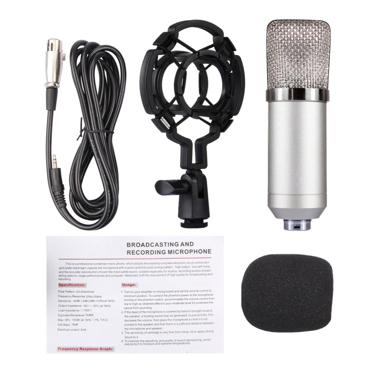 FIFINE F-700 Professional Condenser Sound Recording Microphone with Shock Mount for Studio Radio Broadcasting & Live Boardcast, 3.5mm Earphone Port, Cable Length: 2.5m(Silver) - Microphone by buy2fix | Online Shopping UK | buy2fix