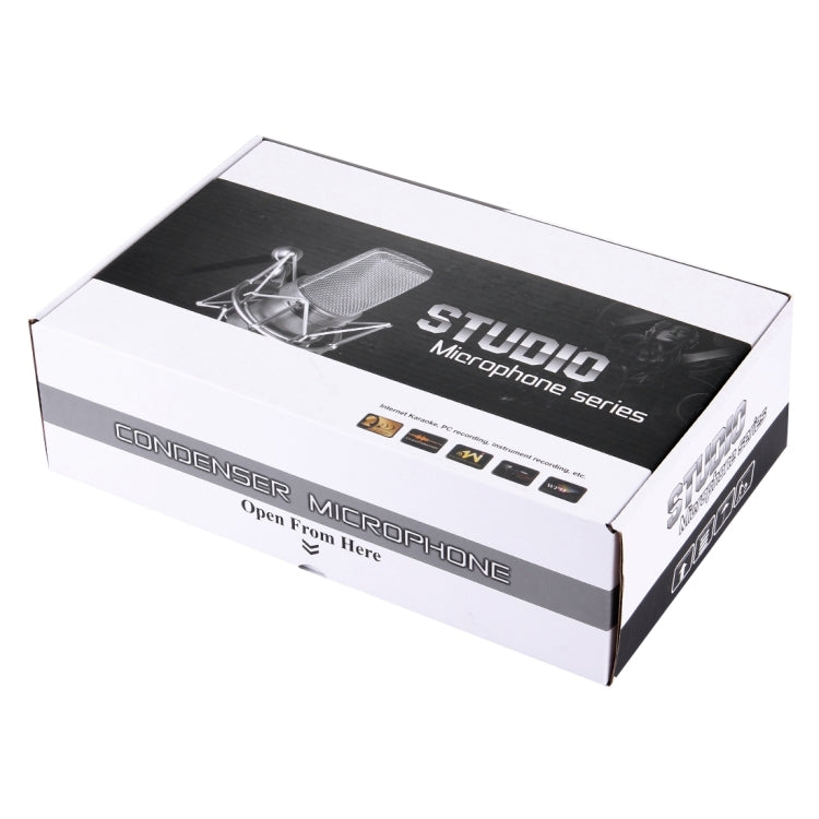 FIFINE F-700 Professional Condenser Sound Recording Microphone with Shock Mount for Studio Radio Broadcasting & Live Boardcast, 3.5mm Earphone Port, Cable Length: 2.5m(Silver) - Microphone by buy2fix | Online Shopping UK | buy2fix