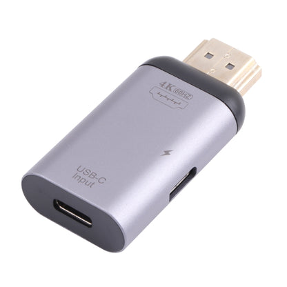 2 in 1 4K 60Hz HDMI Male to USB-C / Type-C Charging + USB-C / Type-C Female Adapter - Adapter by buy2fix | Online Shopping UK | buy2fix