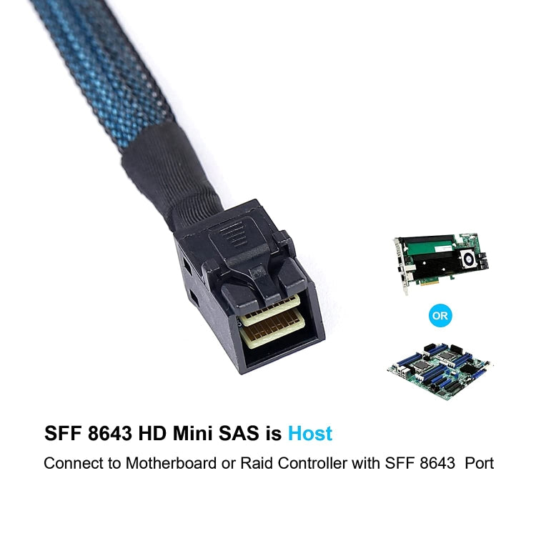 Mini SAS SFF-8643 Host to 7-Pin 4 SATA Target Hard Disk 6Gbps Data Server Raid Cable, Length: 1m by buy2fix