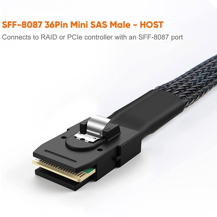 Mini SAS (SFF-8087) to 4 x SATA 7-Pin Female Forward Breakout 6Gbps Data Cable, Length: 50cm by buy2fix