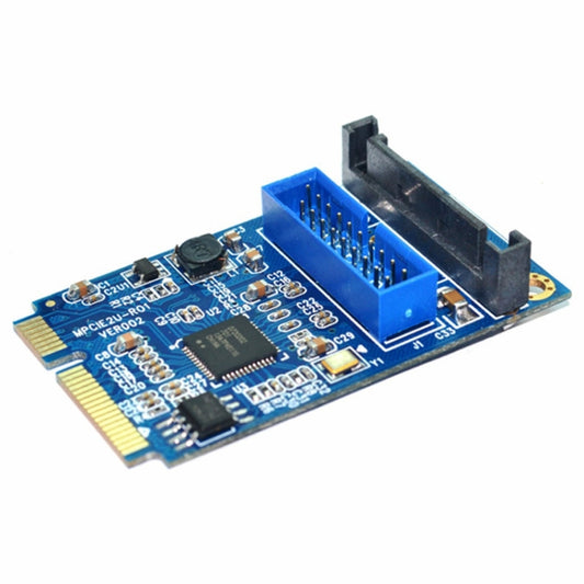 MINI PCI-E to USB 3.0 Front 19 Pin Desktop PC Expansion Card (Blue) by buy2fix