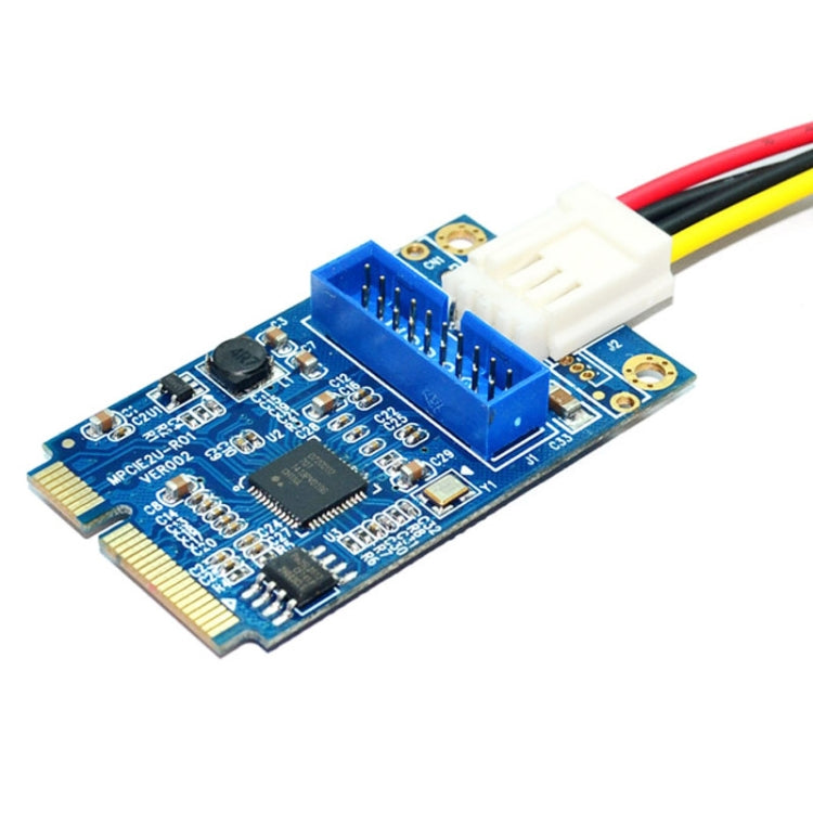 MINI PCI-E to USB 3.0 Front 19 Pin Desktop PC Expansion Card with 4 Pin Power Connection Port (Blue) by buy2fix