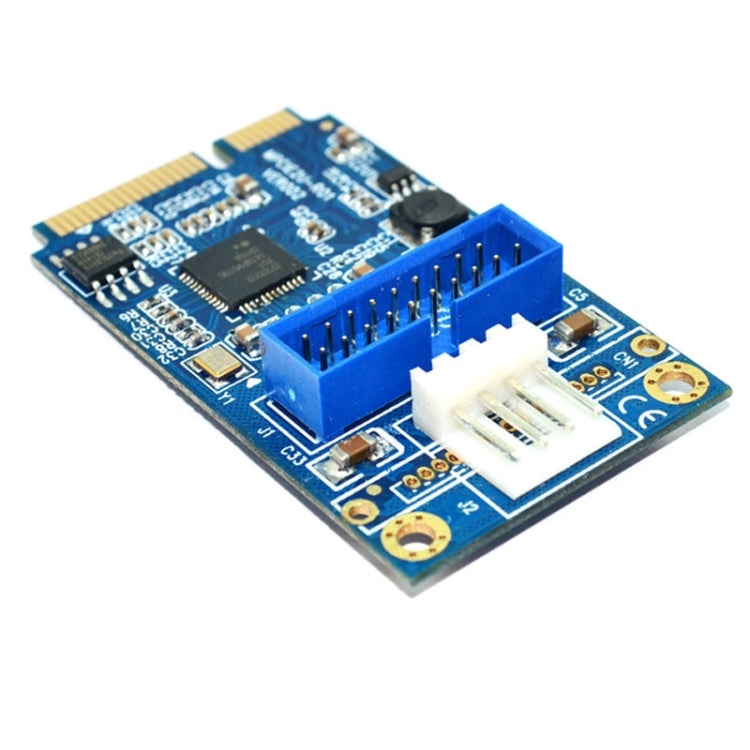 MINI PCI-E to USB 3.0 Front 19 Pin Desktop PC Expansion Card with 4 Pin Power Connection Port (Blue) by buy2fix