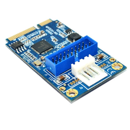 MINI PCI-E to USB 3.0 Front 19 Pin Desktop PC Expansion Card with 4 Pin Power Connection Port (Blue) by buy2fix