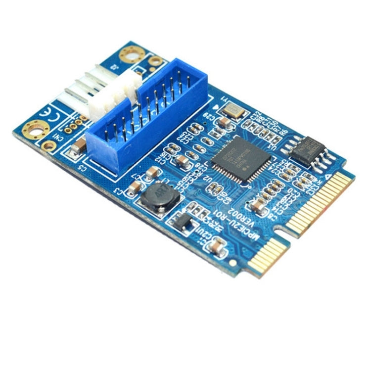 MINI PCI-E to USB 3.0 Front 19 Pin Desktop PC Expansion Card with 4 Pin Power Connection Port (Blue) by buy2fix