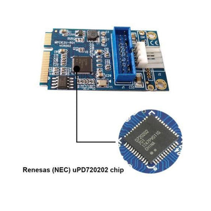 MINI PCI-E to USB 3.0 Front 19 Pin Desktop PC Expansion Card with 4 Pin Power Connection Port (Blue) by buy2fix
