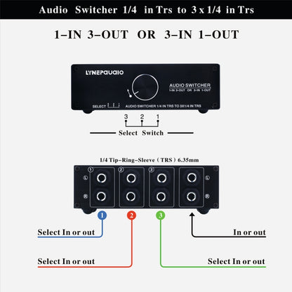 B833 Passive Speaker Stereo Switch Loudspeaker,  1 Input and 3 Output or 3 Input and 1 Output (Black) -  by buy2fix | Online Shopping UK | buy2fix