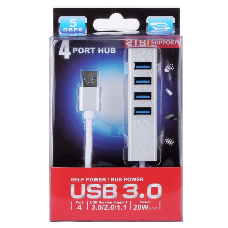 5Gbps Super Speed Self / Bus Power 4 Ports USB 3.0 HUB (Silver) by buy2fix