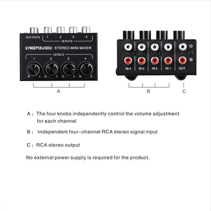 LINEPAUDIO B896 Four-channel Sassive Mixer (Black) -  by buy2fix | Online Shopping UK | buy2fix