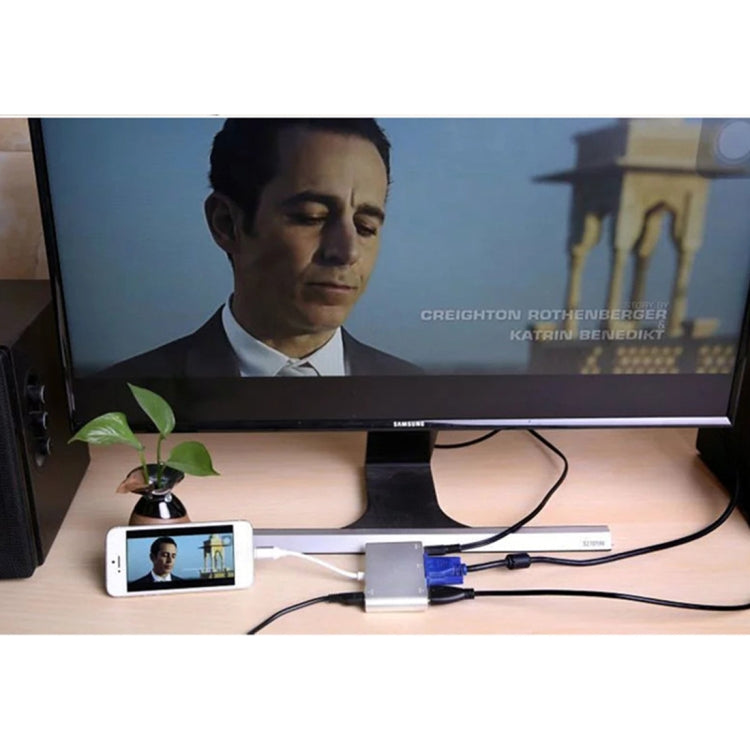 P27 Metal Cover Micro USB to HDMI + VGA HDTV Converter Digital AV Adapter, Power by EZCast, Support iOS / Android / Windows System(Silver) by buy2fix