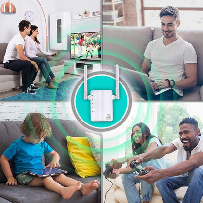 300Mbps Wireless-N Range Extender WiFi Repeater Signal Booster Network Router with 2 External Antenna, EU Plug(Black) - Broadband Amplifiers by buy2fix | Online Shopping UK | buy2fix