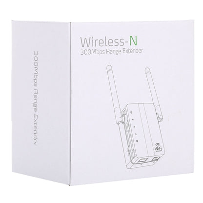 300Mbps Wireless-N Range Extender WiFi Repeater Signal Booster Network Router with 2 External Antenna, EU Plug(Black) - Broadband Amplifiers by buy2fix | Online Shopping UK | buy2fix