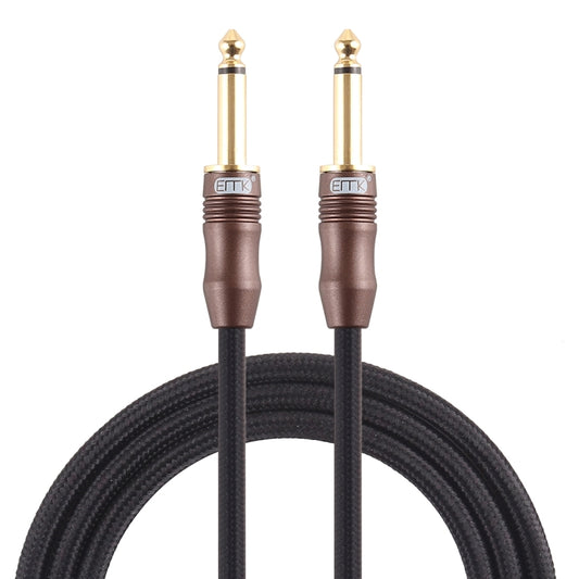 EMK 6.35mm Male to Male 3 Section Gold-plated Plug Cotton Braided Audio Cable for Guitar Amplifier Mixer, Length: 1.5m(Black) - Microphone Audio Cable & Connector by EMK | Online Shopping UK | buy2fix