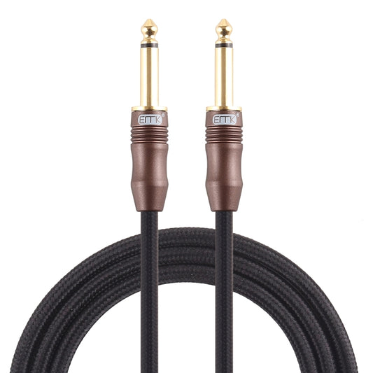 EMK 6.35mm Male to Male 3 Section Gold-plated Plug Cotton Braided Audio Cable for Guitar Amplifier Mixer, Length: 1.5m(Black) - Microphone Audio Cable & Connector by EMK | Online Shopping UK | buy2fix
