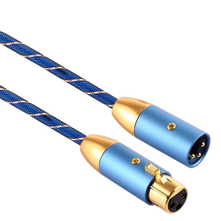 EMK XLR Male to Female Gold-plated Plug Grid Nylon Braided Cannon Audio Cable for XLR Jack Devices, Length: 2m(Blue) - Microphone Audio Cable & Connector by EMK | Online Shopping UK | buy2fix
