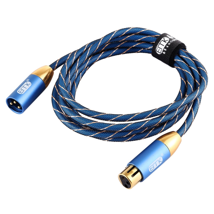 EMK XLR Male to Female Gold-plated Plug Grid Nylon Braided Cannon Audio Cable for XLR Jack Devices, Length: 2m(Blue) - Microphone Audio Cable & Connector by EMK | Online Shopping UK | buy2fix