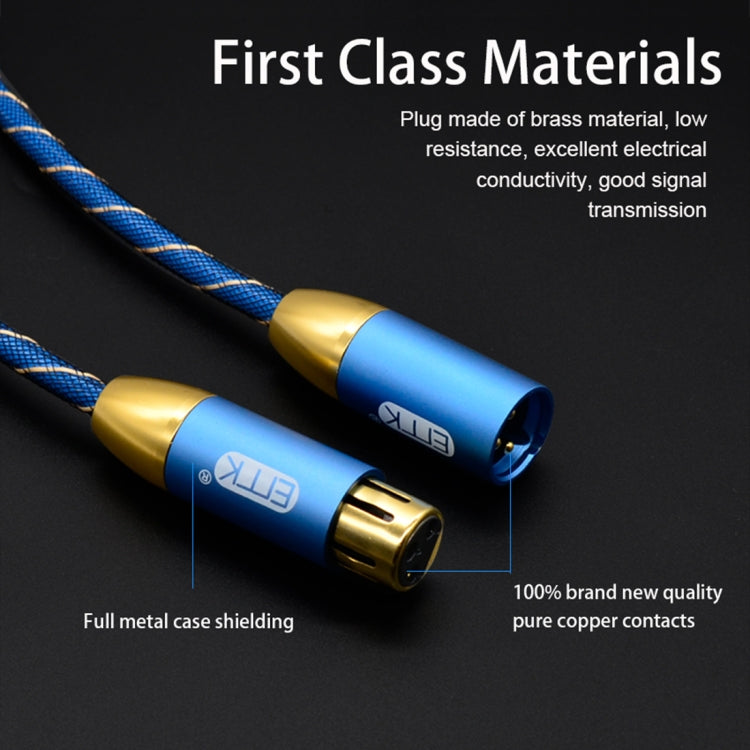 EMK XLR Male to Female Gold-plated Plug Grid Nylon Braided Cannon Audio Cable for XLR Jack Devices, Length: 2m(Blue) - Microphone Audio Cable & Connector by EMK | Online Shopping UK | buy2fix