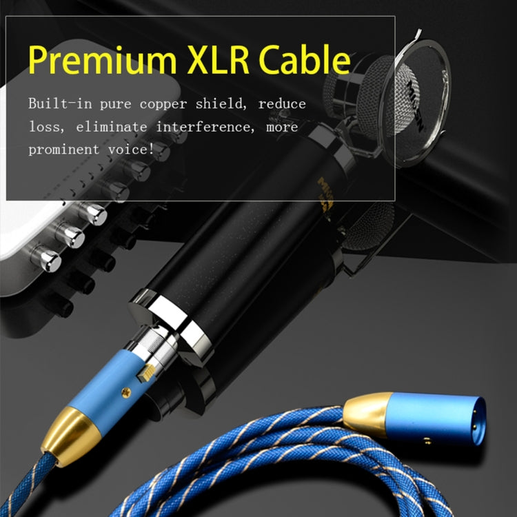 EMK XLR Male to Female Gold-plated Plug Grid Nylon Braided Cannon Audio Cable for XLR Jack Devices, Length: 2m(Blue) - Microphone Audio Cable & Connector by EMK | Online Shopping UK | buy2fix