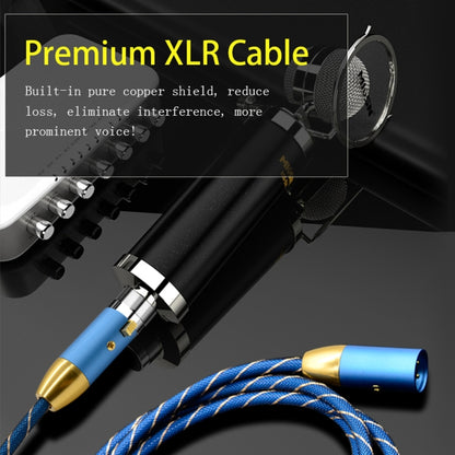 EMK XLR Male to Female Gold-plated Plug Grid Nylon Braided Cannon Audio Cable for XLR Jack Devices, Length: 2m(Blue) - Microphone Audio Cable & Connector by EMK | Online Shopping UK | buy2fix