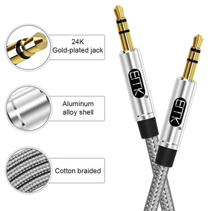 EMK 3.5mm Male to Male Gold-plated Plug Cotton Braided Audio Cable for Speaker / Notebooks / Headphone, Length: 1m(Grey) - Microphone Audio Cable & Connector by EMK | Online Shopping UK | buy2fix