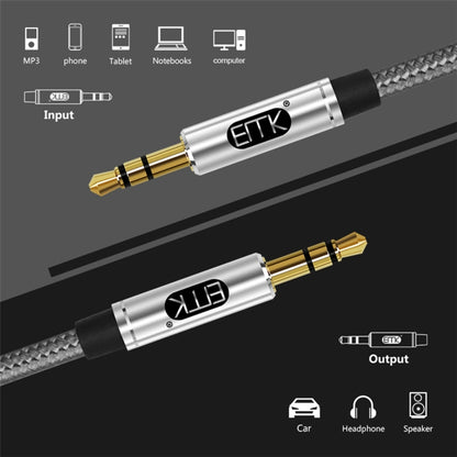 EMK 3.5mm Male to Male Gold-plated Plug Cotton Braided Audio Cable for Speaker / Notebooks / Headphone, Length: 1m(Grey) - Microphone Audio Cable & Connector by EMK | Online Shopping UK | buy2fix