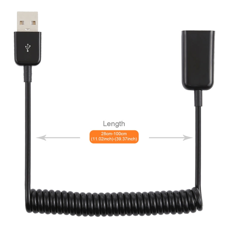 1m USB-A Male to USB-A Female Spring Coiled Cable by buy2fix