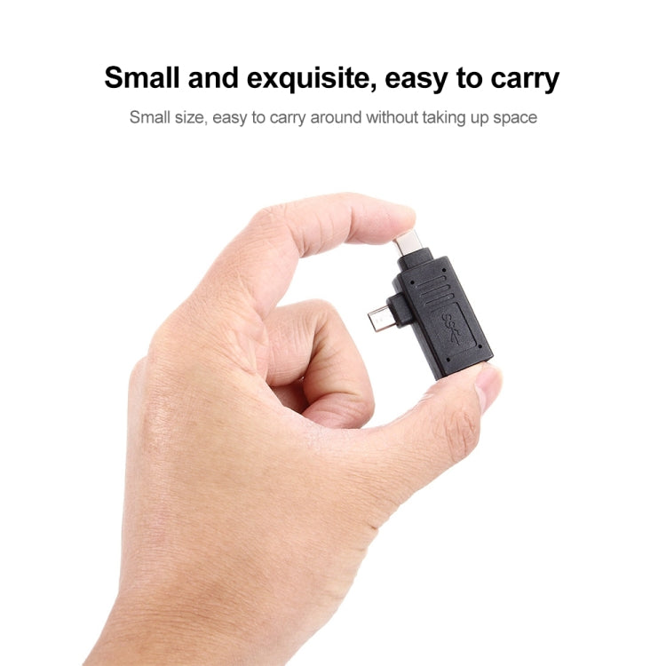 USB-C / Type-C Male + Micro USB Male to USB 3.0 Female Adapter(Black) by buy2fix