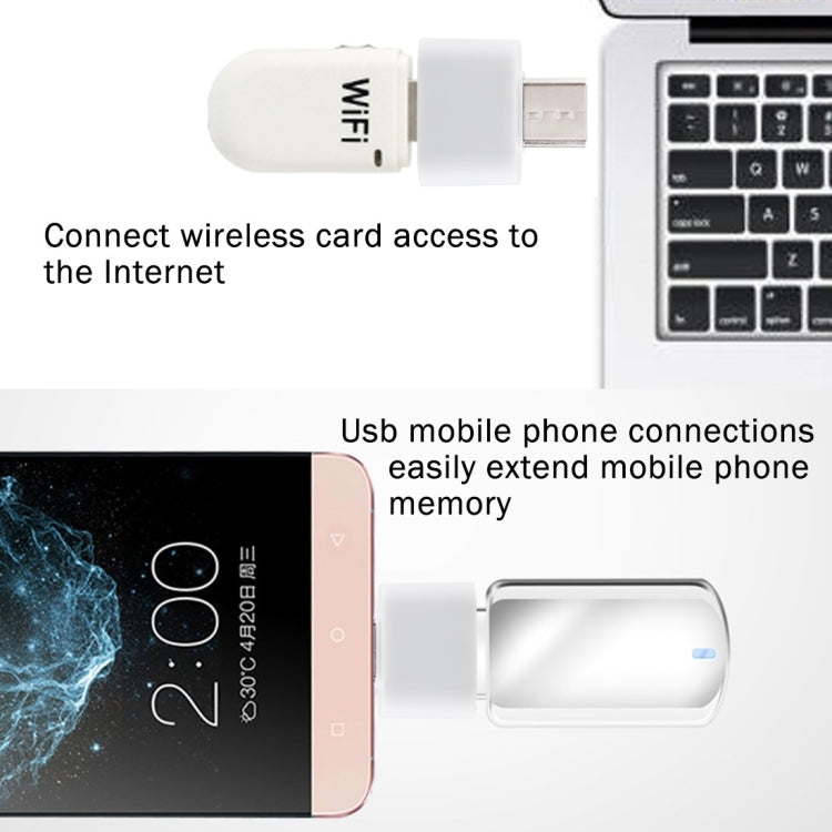 Plastic USB-C / Type-C Male to USB 2.0 Female OTG Data Transmission Charging Adapter(White) by buy2fix