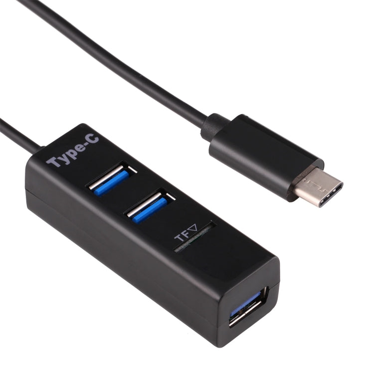 2 in 1 USB 3.1 USB-C / Type-C to USB 2.0 COMBO 3 Ports HUB + TF Card Reader(Black) by buy2fix
