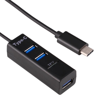 2 in 1 USB 3.1 USB-C / Type-C to USB 2.0 COMBO 3 Ports HUB + TF Card Reader(Black) by buy2fix