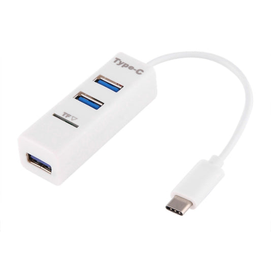 2 in 1 USB-C / Type-C 3.1 to USB 2.0 COMBO 3 Ports HUB + TF Card Reader(White) by buy2fix