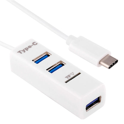 2 in 1 USB-C / Type-C 3.1 to USB 2.0 COMBO 3 Ports HUB + TF Card Reader(White) by buy2fix