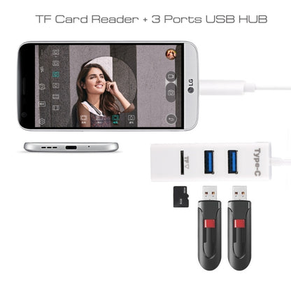 2 in 1 USB-C / Type-C 3.1 to USB 2.0 COMBO 3 Ports HUB + TF Card Reader(White) by buy2fix