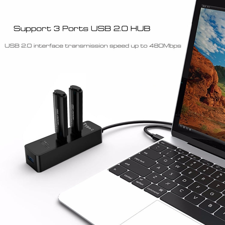 2 in 1 USB 3.1 USB-C / Type-C to USB 2.0 COMBO 3 Ports HUB + TF Card Reader(Black) by buy2fix